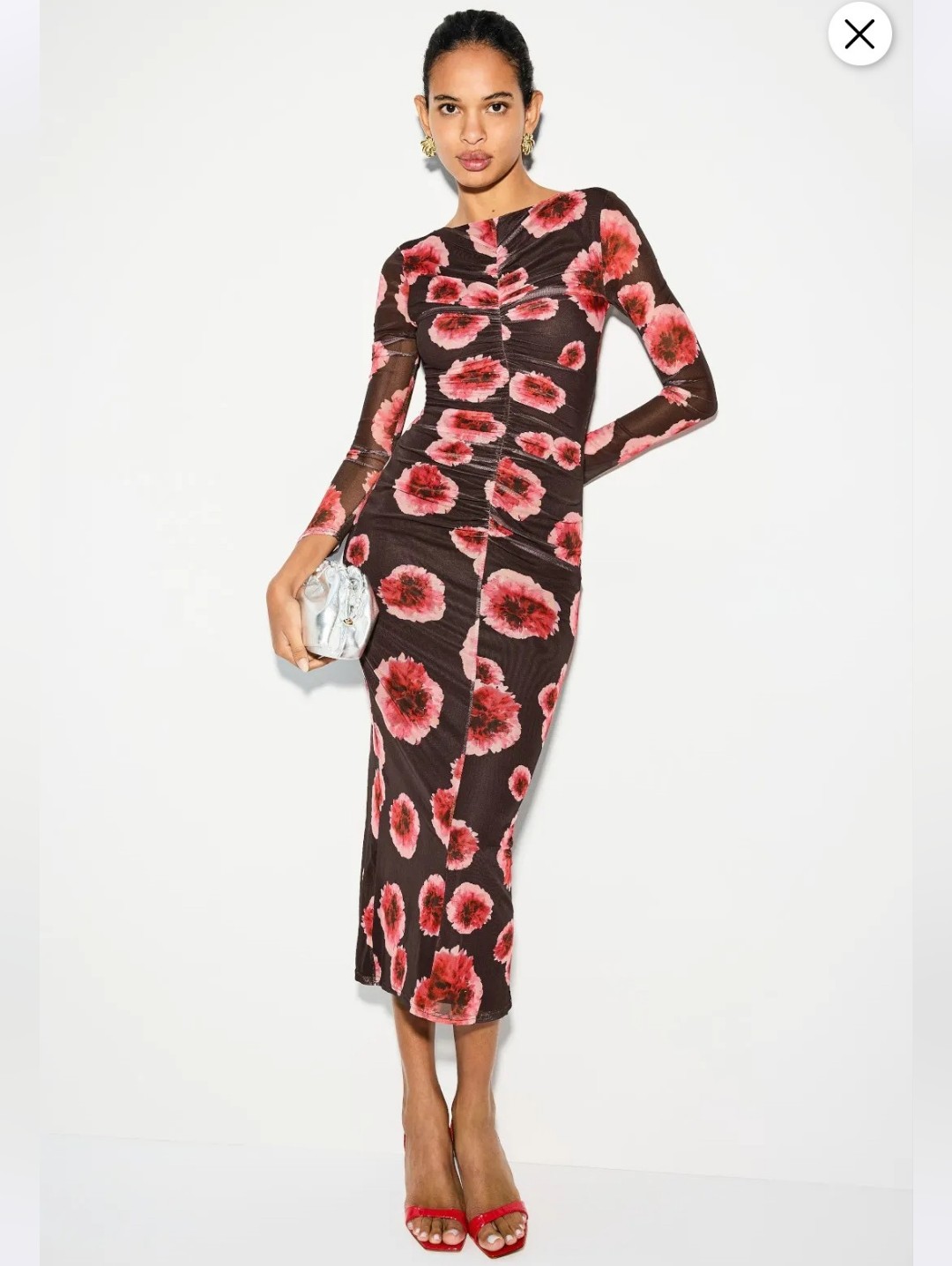 Suboo Frida Ruched Front Midi Dress Size L Msrp $280